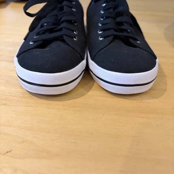 Women’s Keds Black Canvas Sneakers White Soles Black Stripe, Black Laces NWOT - Picture 6 of 6